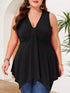 Plus Size V-Neck Ruched Flowy Tank
