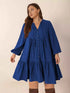 Plus Size Tie Neck Balloon Sleeve Dress