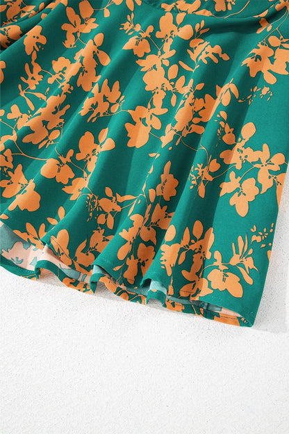 Printed Ruffled Hem Button Front Dress