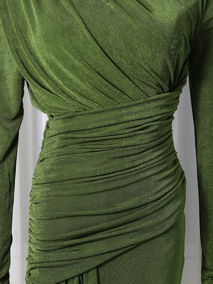Ruched Long Sleeve Maxi Dress