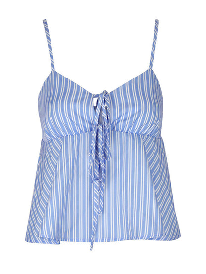Striped Tie-Front Peplum Cami