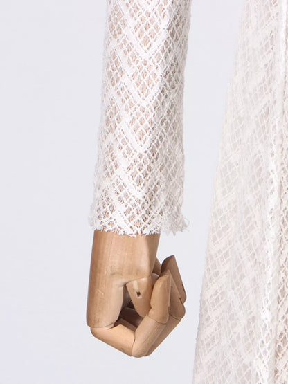 Lace Mock Neck Long Sleeve Maxi Dress