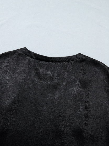 Metallic Round Neck Cap Sleeve Tee