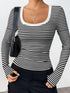 Striped Long Sleeve Scoop Neck T-Shirt