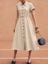 Button-Down Short Sleeve Midi Shirt Dress