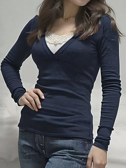 Long Sleeve T-Shirt with Lace Detail