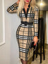 Full Size Notched Long Sleeve Dress Plus Size