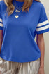 Varsity Striped Short Sleeve Crew Neck T Shirt