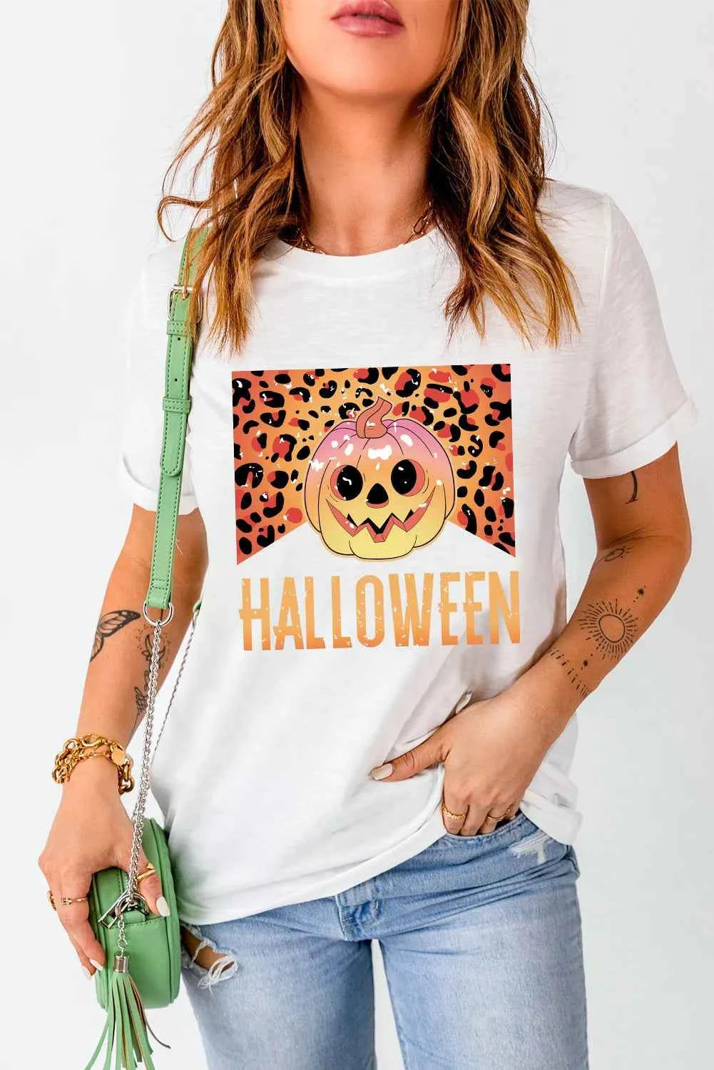 Graphic Round Neck Short Sleeve T-Shirt - Lojy Shop