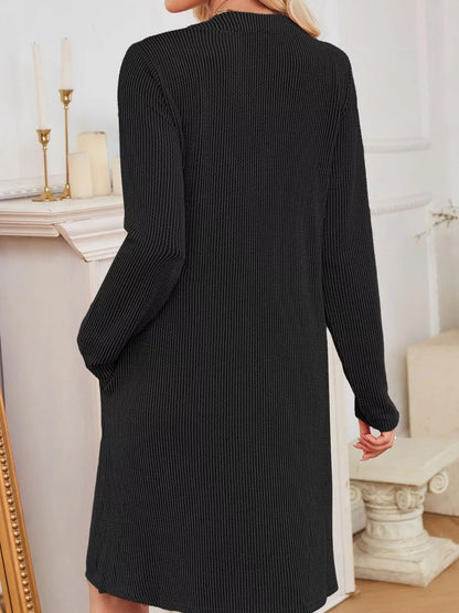Casual Ribbed Knit Long Sleeve Dress