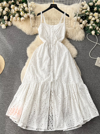 Eyelet Embroidered Tiered Cami Dress