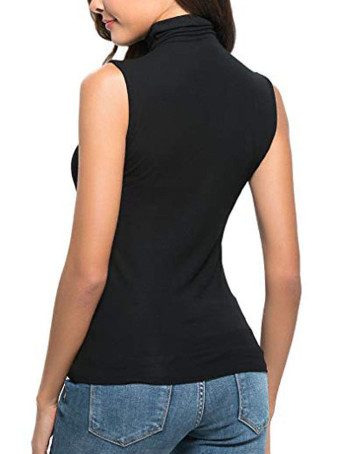 Sleeveless Turtleneck Slim Fit T-Shirt
