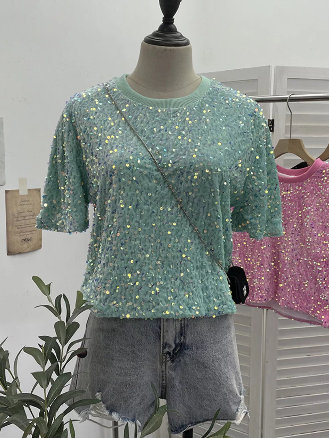 Sequin Short Sleeve T-Shirt