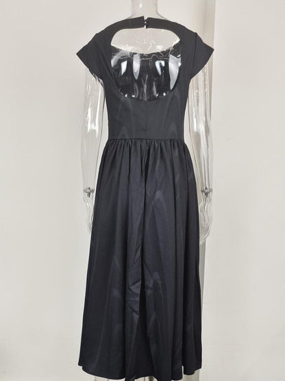 Full Size Cap Sleeve A-Line Midi Dress Plus Size