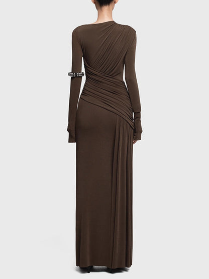 Ruched Long Sleeve Maxi Dress