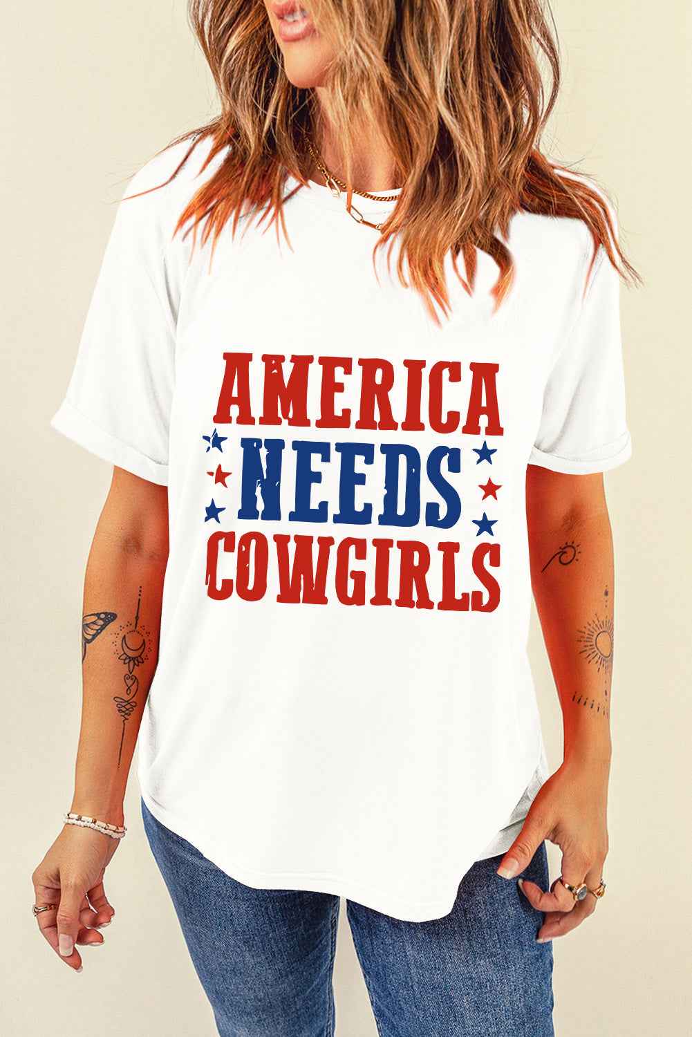 Letter Graphic Round Neck Short Sleeve T-Shirt - Lojy Shop