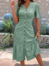 Eyelet Embroidered Button-Down Midi Dress
