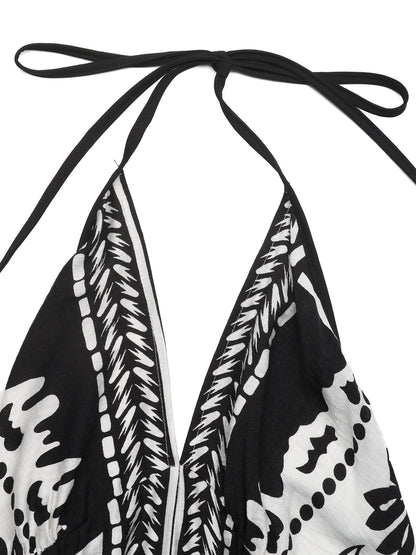 Printed Halter Neck Maxi Dress