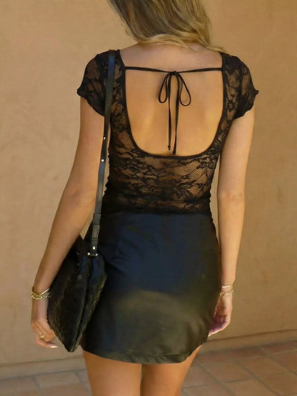 Lace V-Neck Slim Fit T-Shirt
