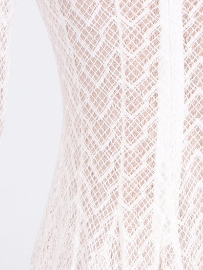Lace Mock Neck Long Sleeve Maxi Dress