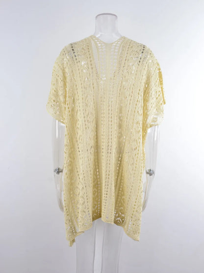 Angel Wings Cutout V-Neck Cover-Up with Tassel