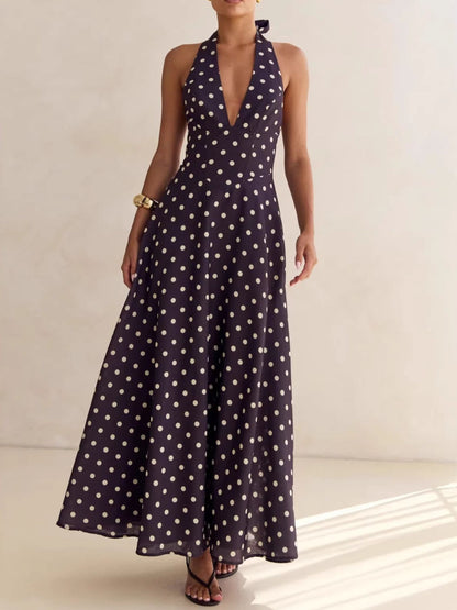 Floral Print Halter Neck Maxi Dress