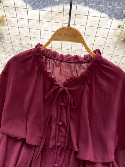 Ruffle Tiered Chiffon Blouse