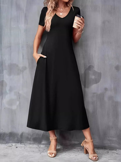 Casual V-Neck Short Sleeve Dress