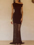 One-Shoulder Fringe Maxi Dress