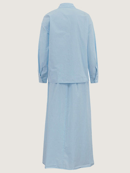 Tie-Front Shirt and Maxi Skirt Set