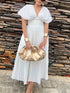 Pleated Cap Sleeve Midi Dress