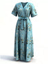 Floral Surplice Short Sleeve Dress