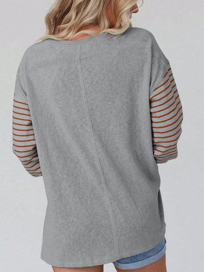 Striped Color Block Long Sleeve T-Shirt