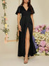 Flutter Sleeve Slit Maxi Dress