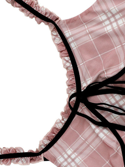 Plaid Ruffle Trim Cami