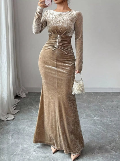 Velvet Ruched Bodycon Maxi Dress