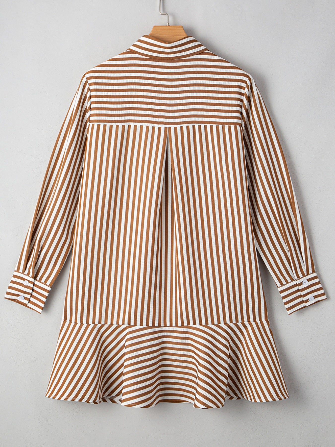 Striped Ruffle Hem Shirt Dress