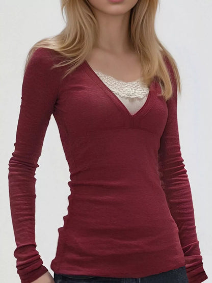 Lace Detail Long Sleeve T-Shirt