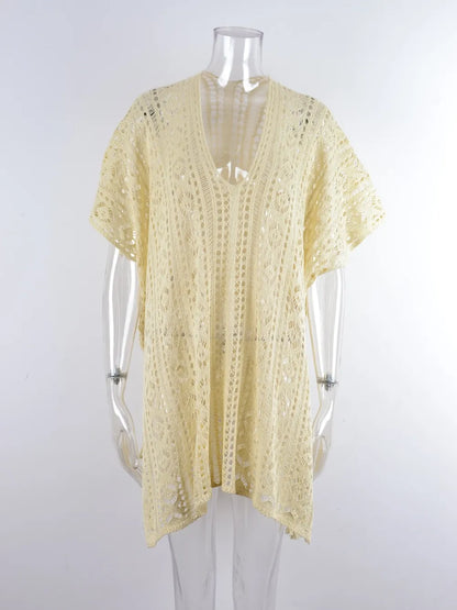 Angel Wings Cutout V-Neck Cover-Up with Tassel