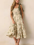Floral Print Tiered Midi Dress with Tie Straps