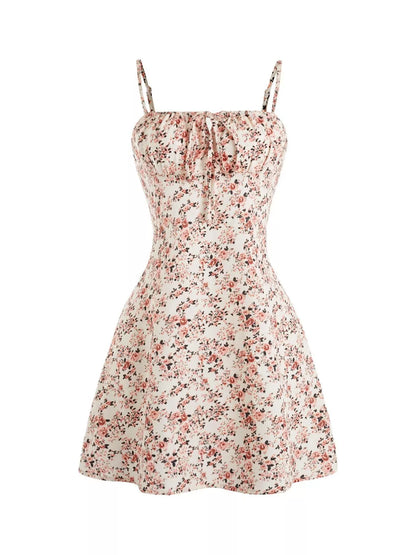 Floral Print Tie Strap Mini Dress