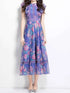 Floral Print Ruffle Sleeve Midi Dress