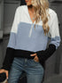 Color Block Half Zip Hooded Top