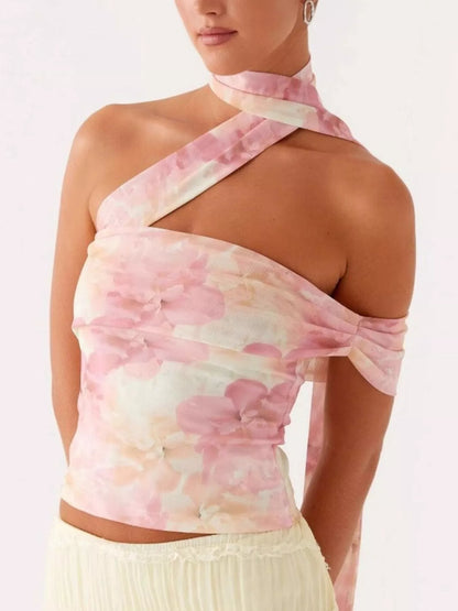 Floral Print Halter Neck Cami