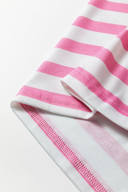 Stripe V Neck Patched Pocket Casual T Shirt