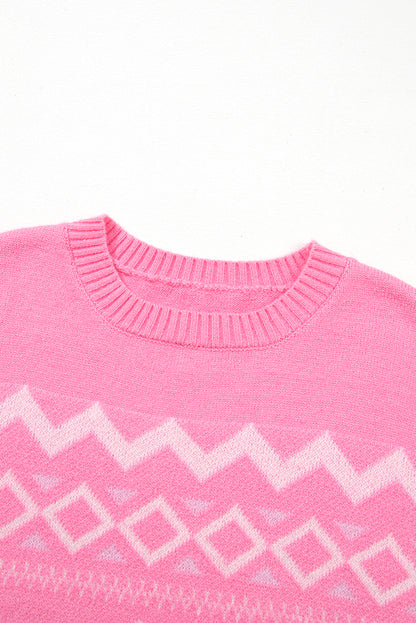 Geometric Drop Shoulder Long Sleeve Sweater