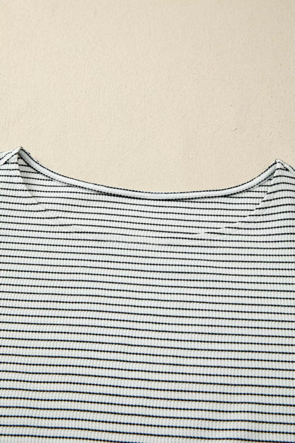 Stripe Contrasted Ruffle Trim Casual Tank Top