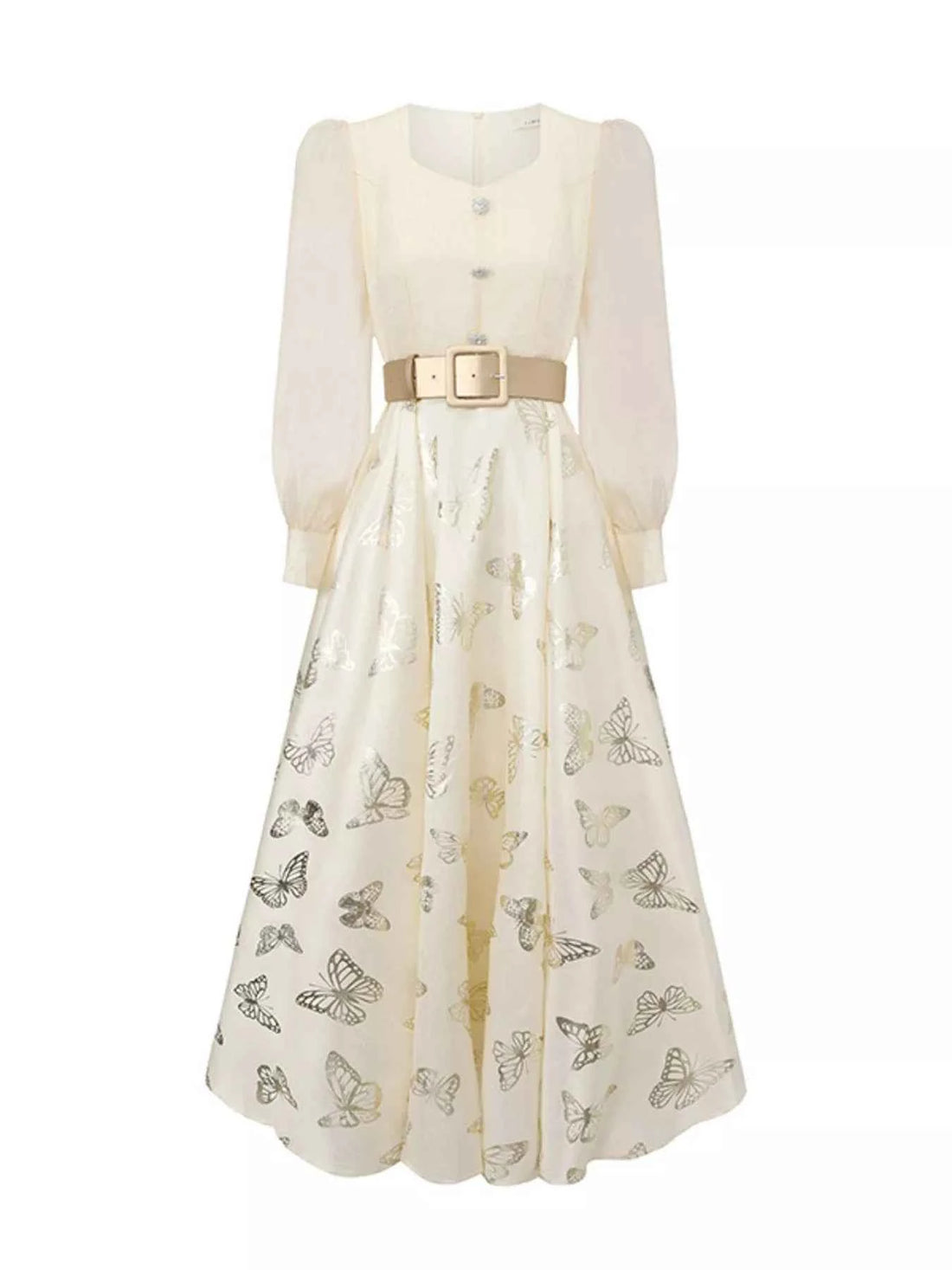 Butterfly Print Puff Sleeve Dress
