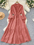 Button Down Tiered Long Sleeve Dress