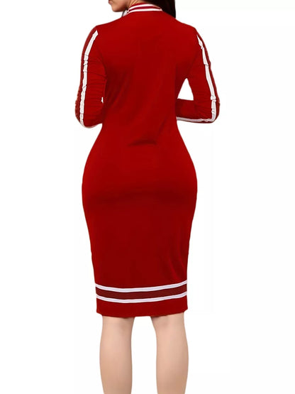 Striped Bodycon Long Sleeve Dress